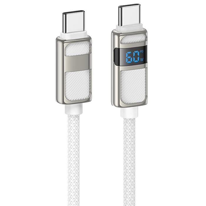 Дата кабель Hoco U137 Line with display Type-C to Type-C 60W (1.2m)