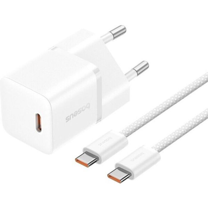 МЗП Baseus GaN5 Fast Charger (mini) PD25W (1USB-C) + кабель Type-C to Type-C (P10110909113)