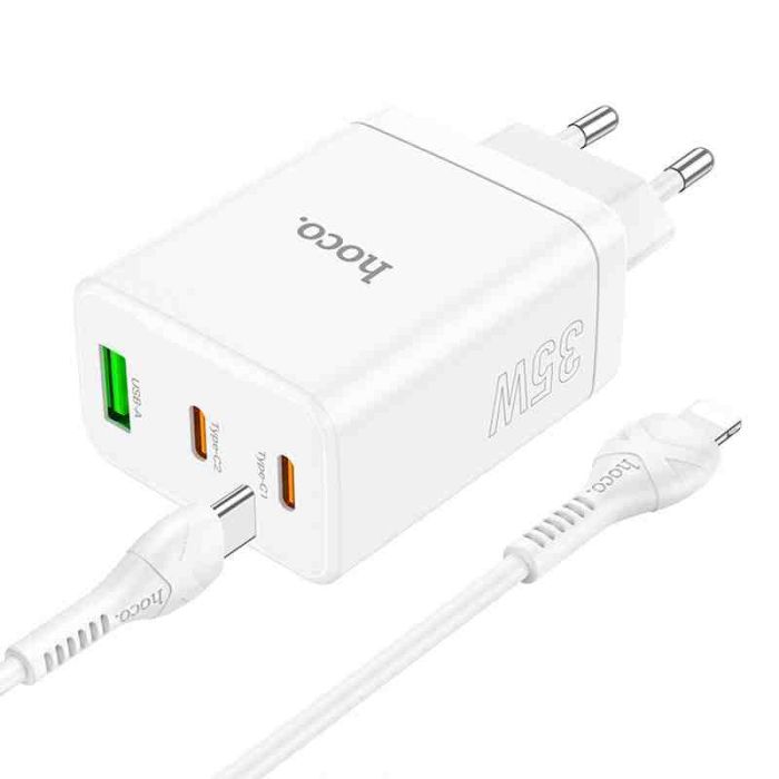 МЗП Hoco N33 Start PD35W (1USB-A/2C) + кабель Type-C to Lightning