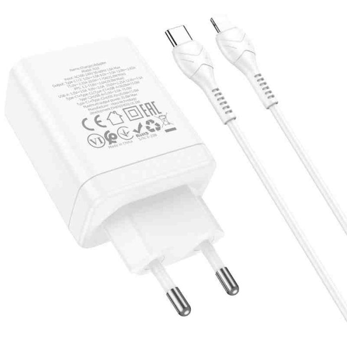 МЗП Hoco N33 Start PD35W (1USB-A/2C) + кабель Type-C to Lightning