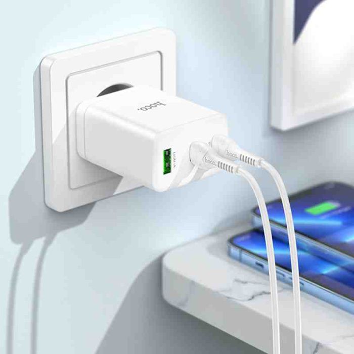 МЗП Hoco N33 Start PD35W (1USB-A/2C) + кабель Type-C to Lightning