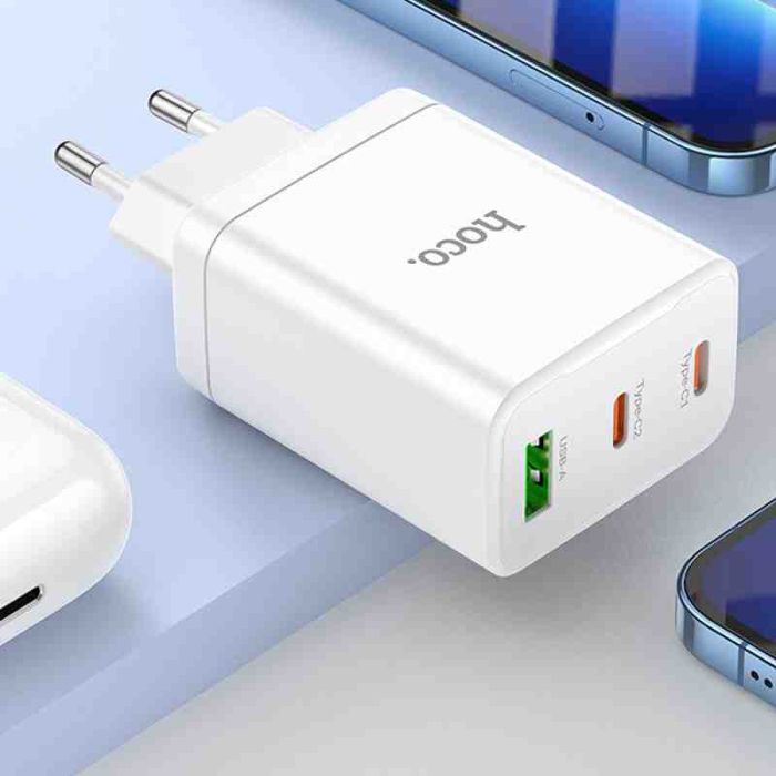 МЗП Hoco N33 Start PD35W (1USB-A/2C) + кабель Type-C to Lightning