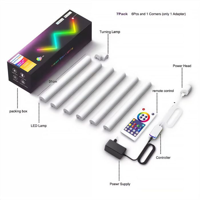 Настінний світильник Lines SAL-013B Bluetooth USB interface with app (6+1 pcs)