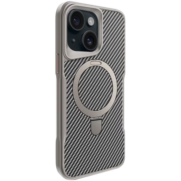TPU+PC чохол Metal Buttons with MagSafe Carbon Ring для Apple iPhone 15 (6.1")