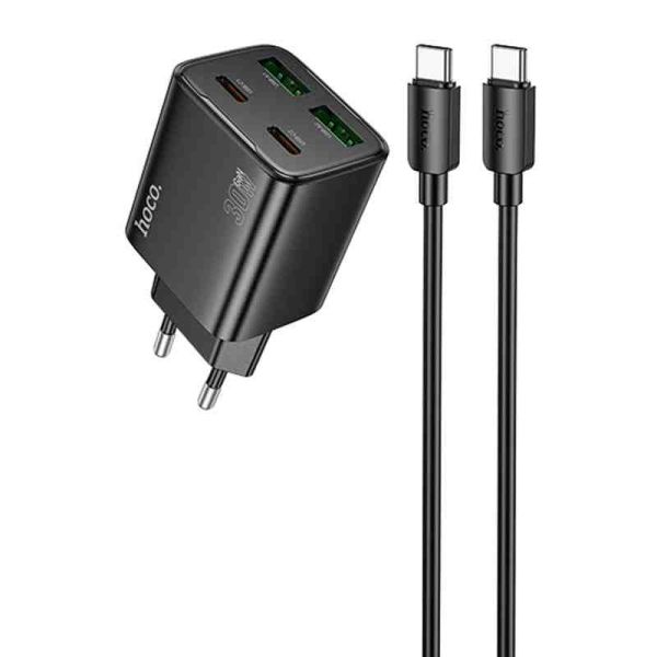 МЗП Hoco N56 Fundador PD30W four-port (2USB-A/2C) + кабель Type-C to Type-C