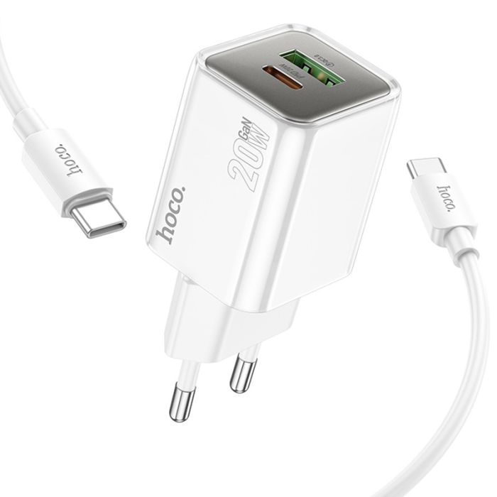 МЗП Hoco N46 Glorious PD20W+QC3.0 (1USB-A/1C) + кабель Type-C to Type-C