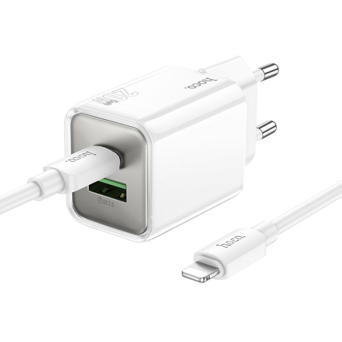 МЗП Hoco N46 Glorious PD20W+QC3.0 (1USB-A/1C) + кабель Type-C to Lightning