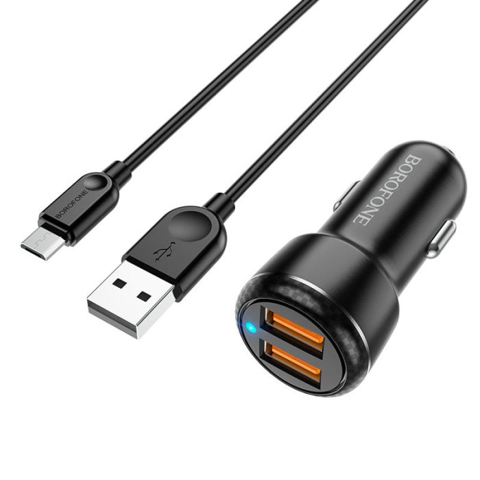 АЗП Borofone BZ17 Core QC3.0 3A (2USB-A) + кабель USB to MicroUSB