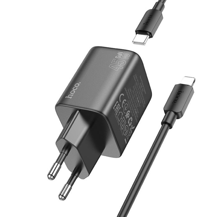 МЗП Hoco N42 Elogiado PD45W (2USB-C) + кабель Type-C to Lightning