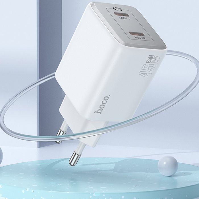 МЗП Hoco N42 Elogiado PD45W (2USB-C) + кабель Type-C to Lightning