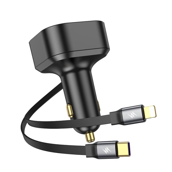 АЗП Hoco NZ13 Clever PD30W + висувні кабелю Type-C and Lightning