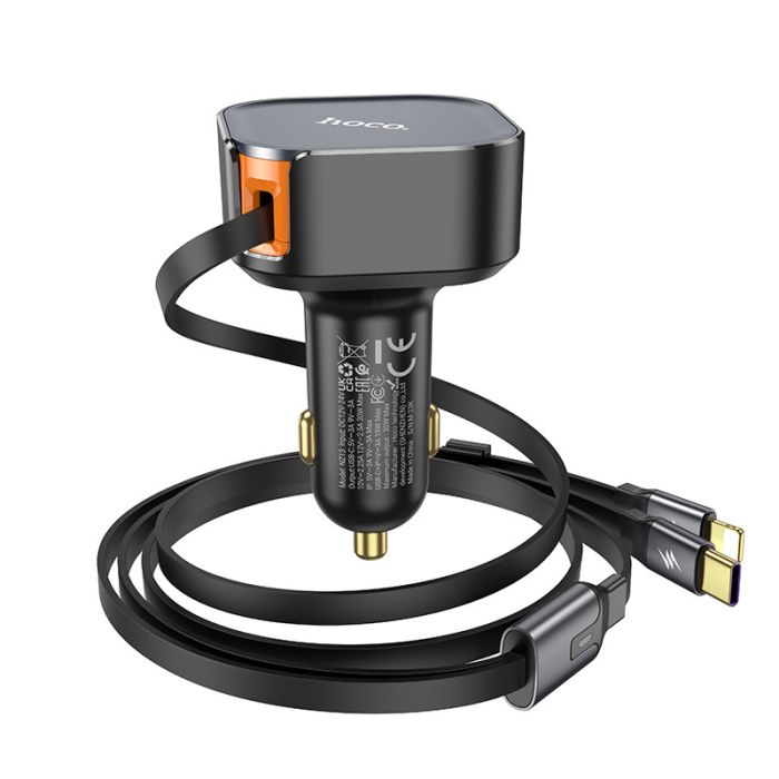 АЗП Hoco NZ13 Clever PD30W + висувні кабелю Type-C and Lightning