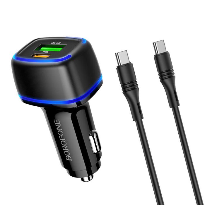 АЗП Borofone BZ14A Mercury PD20W+QC3.0 3A (1USB-A/1C) + кабель Type-C to Type-C