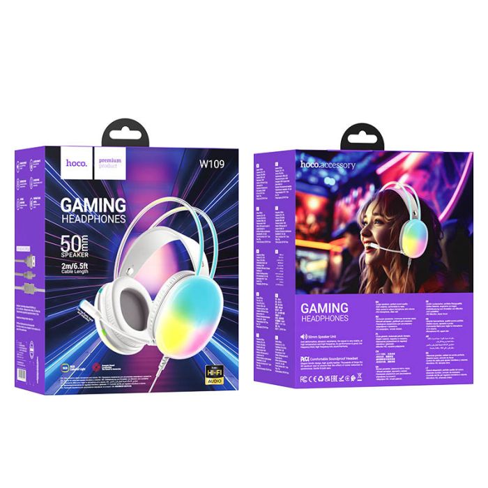Накладні навушники Hoco W109 Rich gaming (USB+3.5mm/2m)