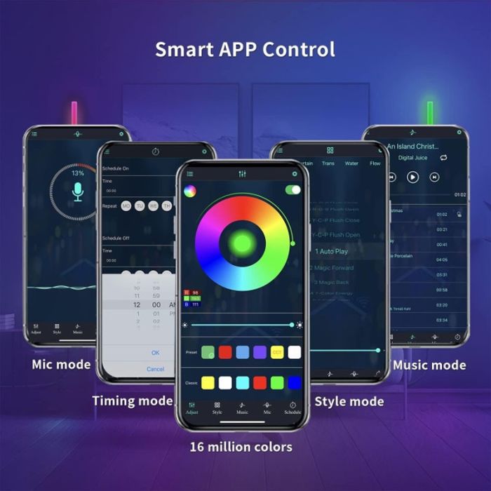 Настінний світильник Lines SAL-013B Bluetooth USB interface with app (8+4 pcs)