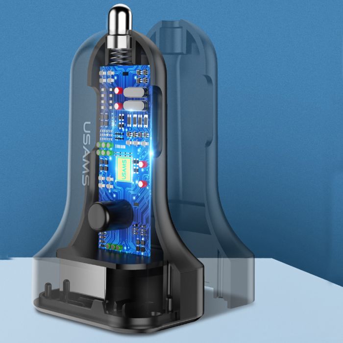 АЗП Usams C13 2.1A (2USB-A) + кабель 3in1 (USB to M+L+C)