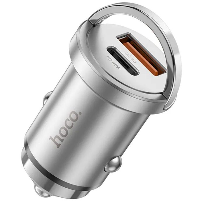 АЗП Hoco NZ10 Handy PD45W+QC3.0 (1USB-A/1C) + кабель Type-C to Lightning