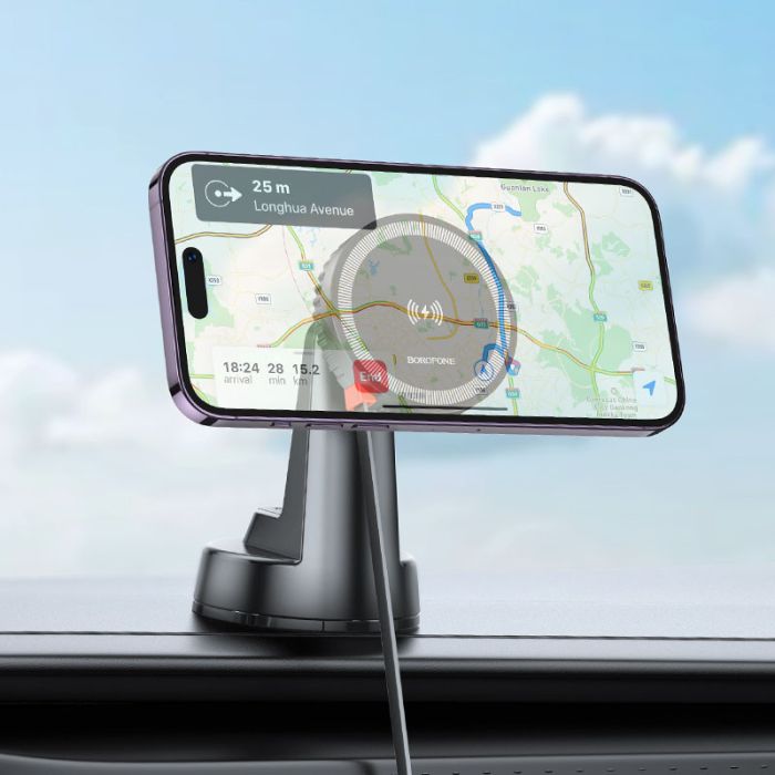 Автотримач з БЗП Borofone BH208 Mona retractable (center console)