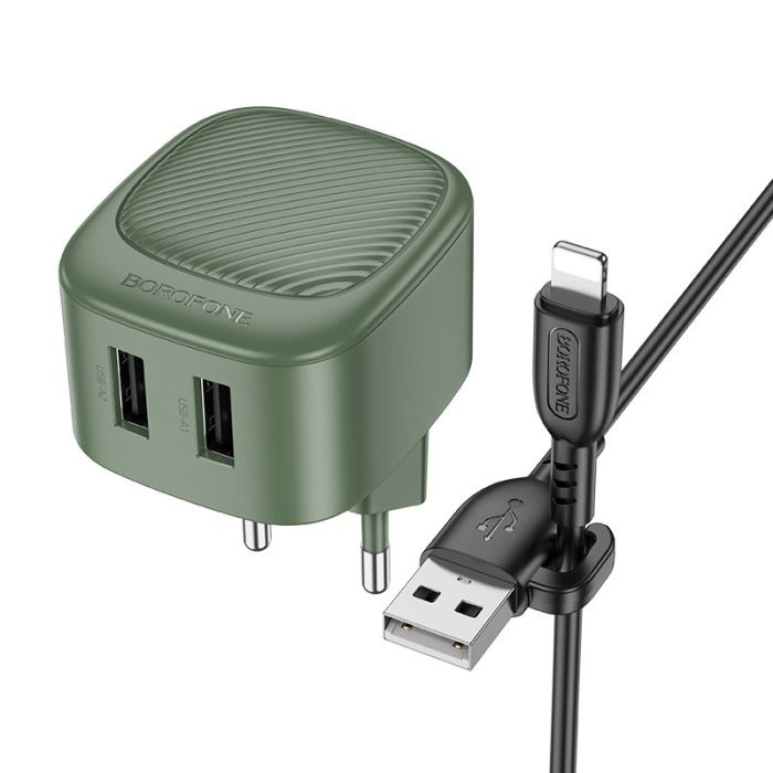 МЗП Borofone BAS21A Special 10.5W (2USB-A) + кабель USB to Lightning