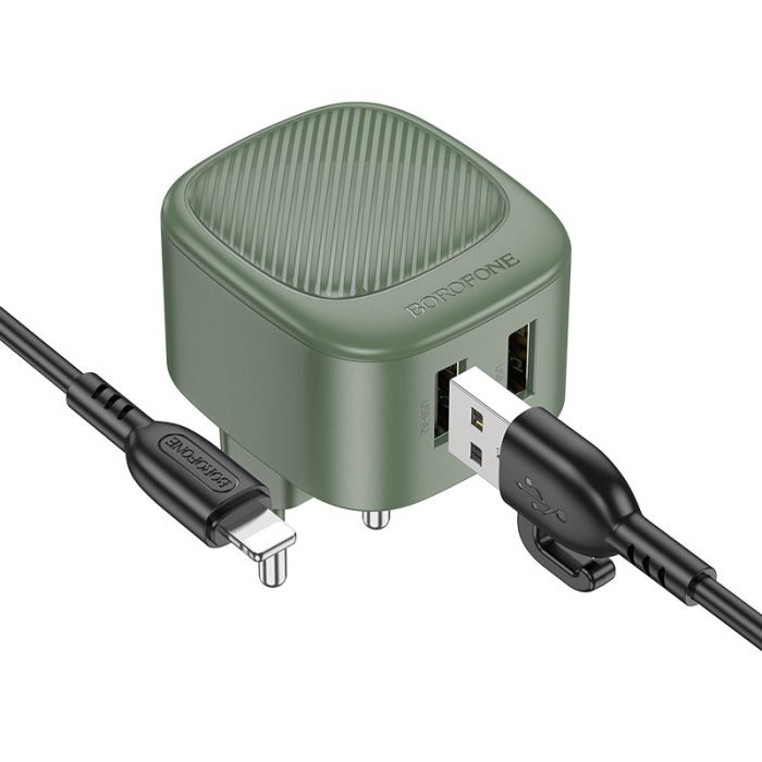 МЗП Borofone BAS21A Special 10.5W (2USB-A) + кабель USB to Lightning