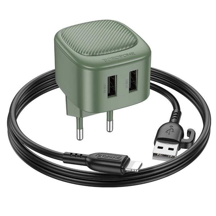 МЗП Borofone BAS21A Special 10.5W (2USB-A) + кабель USB to Lightning