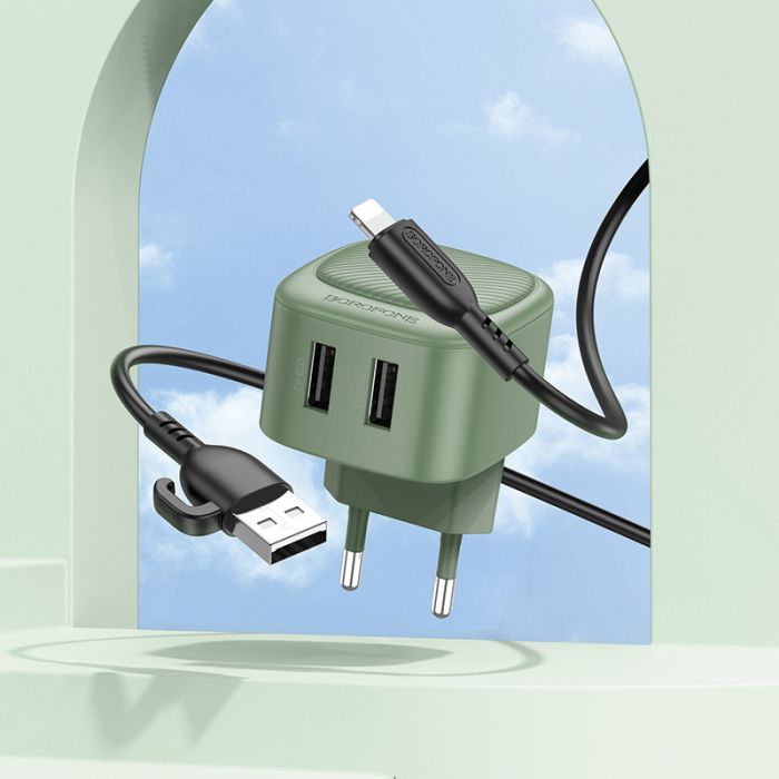 МЗП Borofone BAS21A Special 10.5W (2USB-A) + кабель USB to Lightning