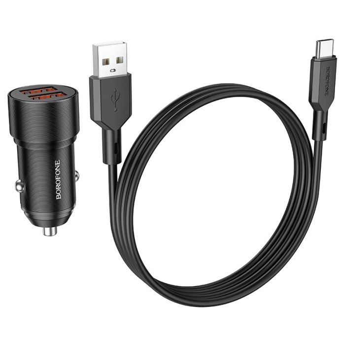АЗП Borofone BZ19 Wishdom (2USB-A) + кабель USB to Type-C