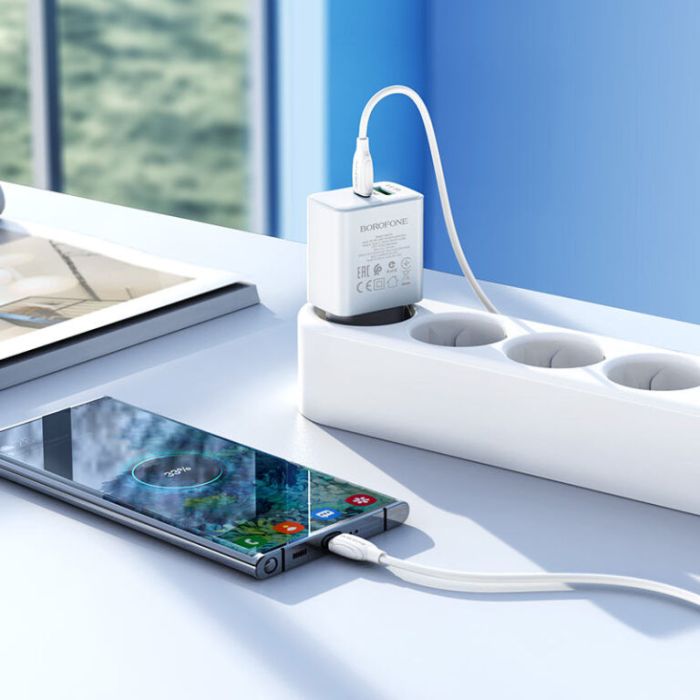 МЗП Borofone BA67A PD20W+QC3.0 (1USB-A/1C) + кабель Type-C to Type-C