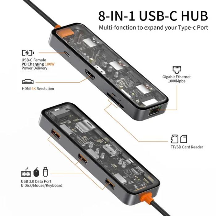 Перехідник HUB WIWU Cyber hub CB008 8 in 1