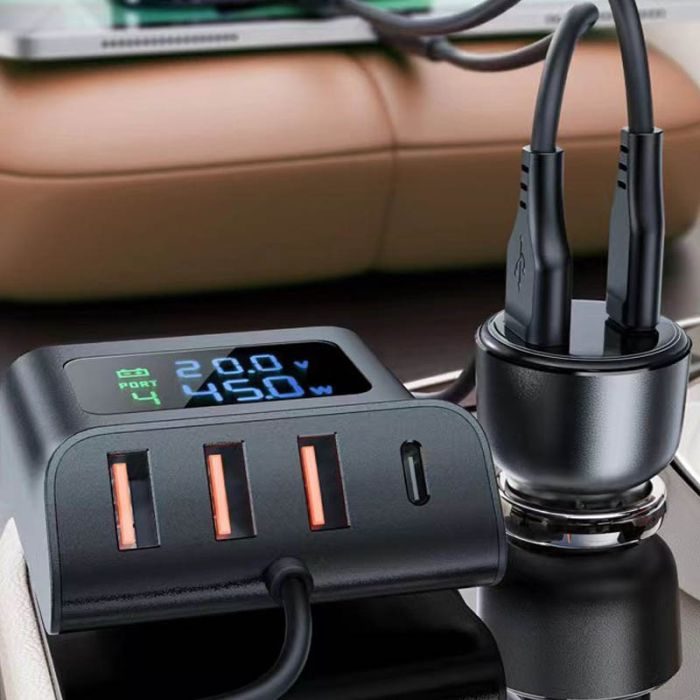 АЗП Acefast B11 Car Charger Splitter with Digital Display 138W (4USB-A/2C)