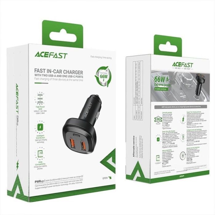 АЗП Acefast B9 three port metal car charger 66W (2USB-A/1C)