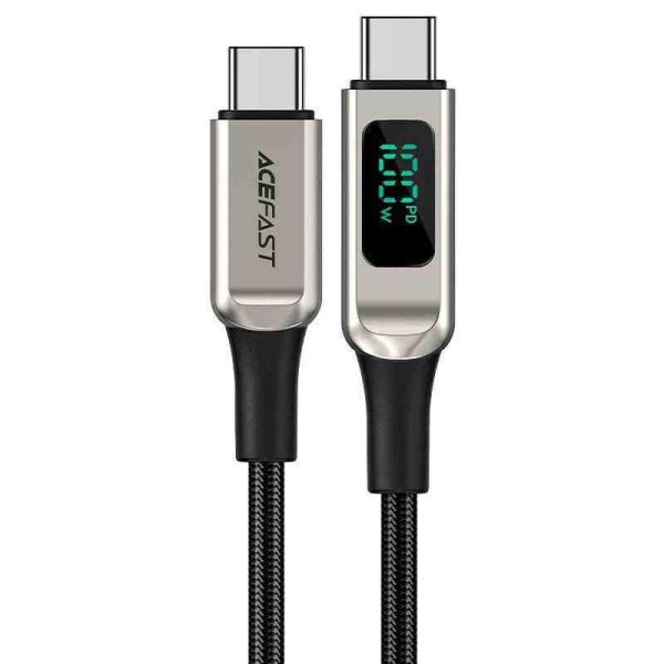 Дата кабель Acefast C6-03 USB-C to USB-C 100W zinc alloy digital display braided (2m)