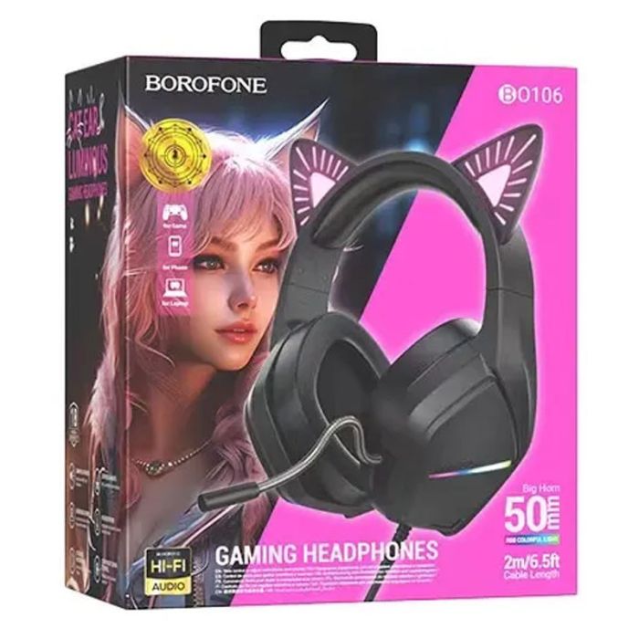 Накладні навушники BOROFONE BO106 Cute cat (USB+3.5mm/2m)
