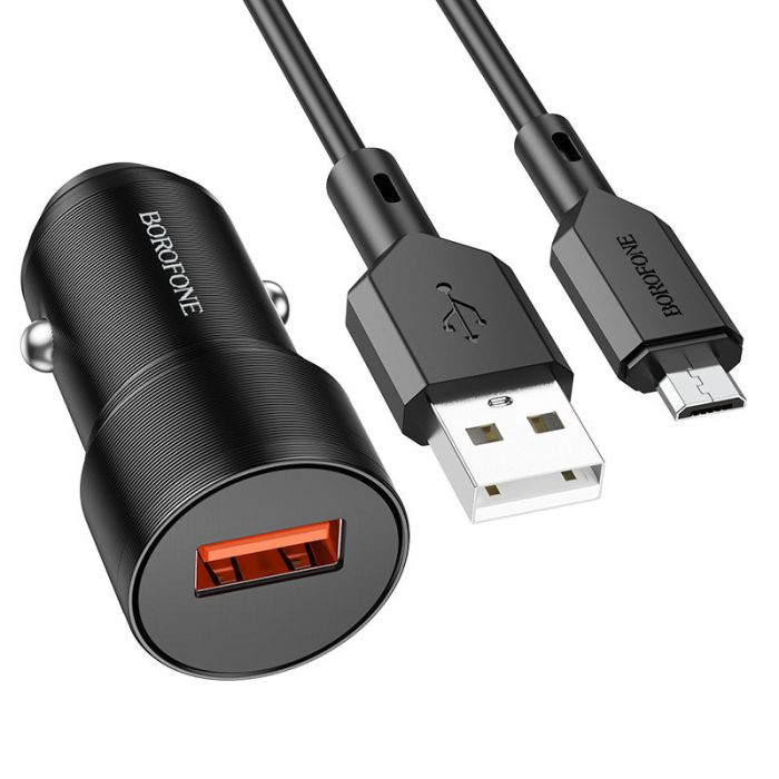 АЗП Borofone BZ19A Wishdom QC3.0 (1USB-A) + кабель USB to MicroUSB