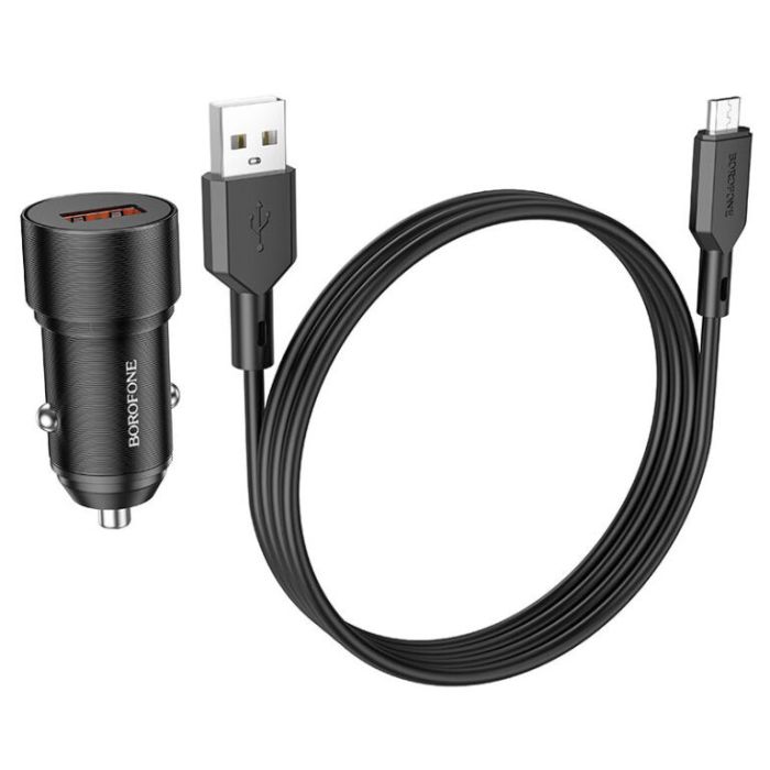АЗП Borofone BZ19A Wishdom QC3.0 (1USB-A) + кабель USB to MicroUSB