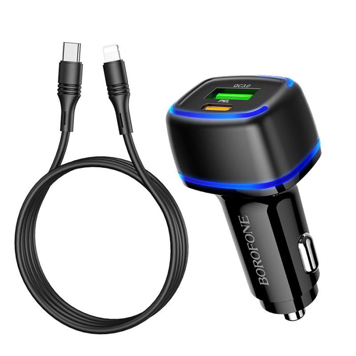 АЗП Borofone BZ14A Mercury PD20W+QC3.0 3A (1USB-A/1C) + кабель Type-C to Lightning