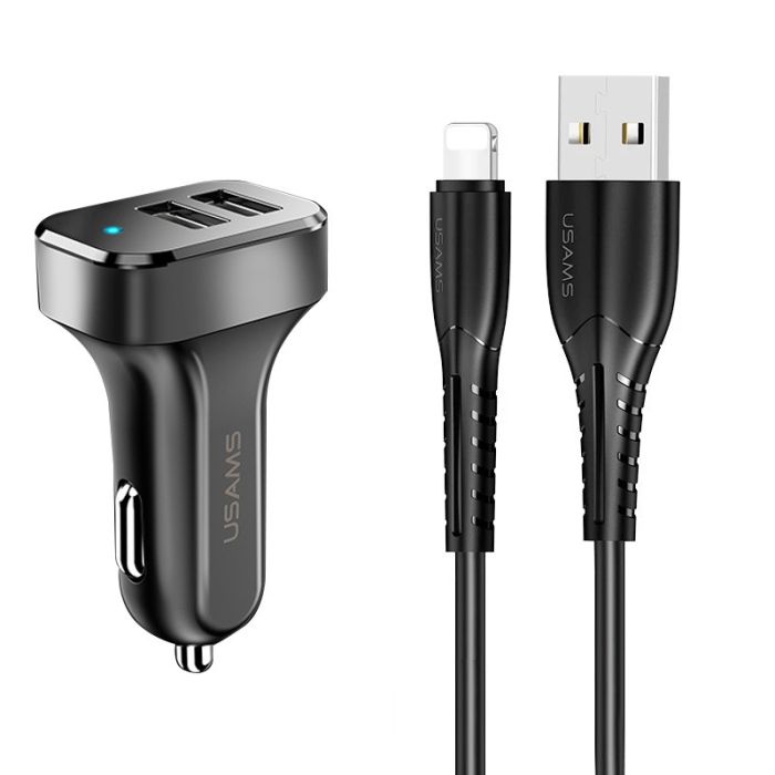 АЗП Usams C13 2.1A (2USB-A) + кабель USB to Lightning