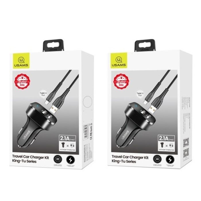 АЗП Usams C13 2.1A (2USB-A) + кабель USB to Lightning