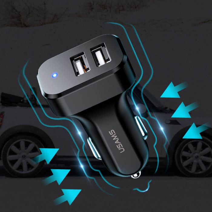 АЗП Usams C13 2.1A (2USB-A) + кабель USB to MicroUSB