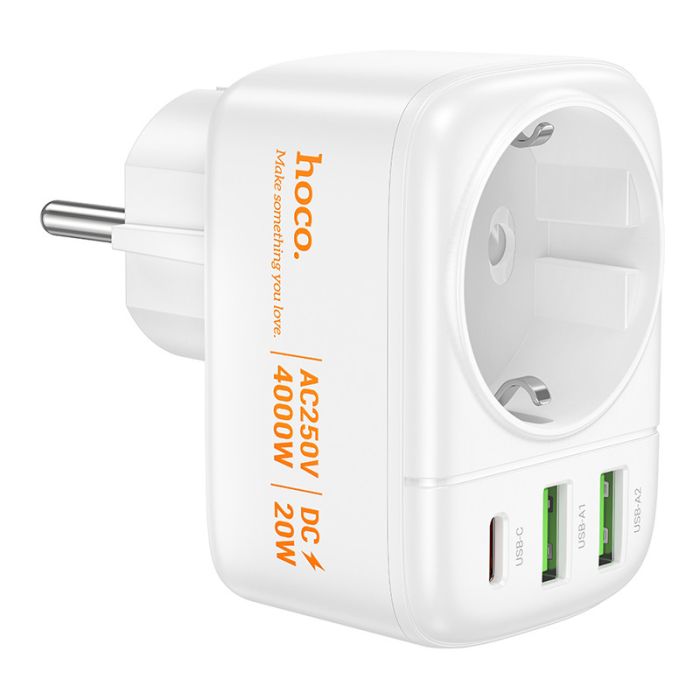 МЗП Hoco AC26 Changer Outlet Extender 20W (2USB-A/1C/1Socket)