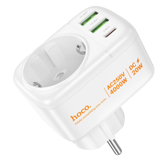 МЗП Hoco AC26 Changer Outlet Extender 20W (2USB-A/1C/1Socket)