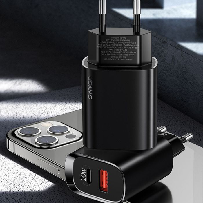 МЗП Usams US-CC121 T35 QC3.0 + PD3.0 20W (1USB-A/1C)