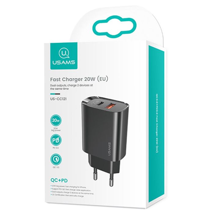 МЗП Usams US-CC121 T35 QC3.0 + PD3.0 20W (1USB-A/1C)