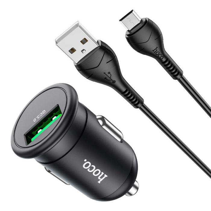 АЗП Hoco Z43 Mighty QC3.0 18W (1USB-A) + кабель USB to MicroUSB