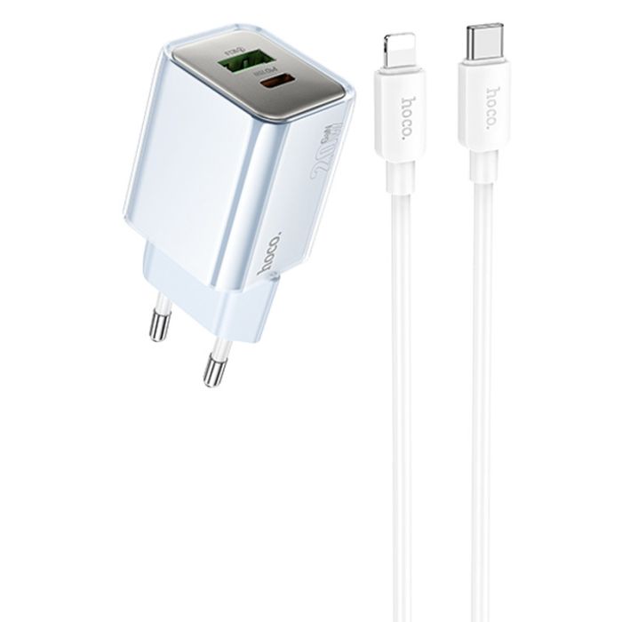 МЗП Hoco N46 Glorious PD20W+QC3.0 (1USB-A/1C) + кабель Type-C to Lightning