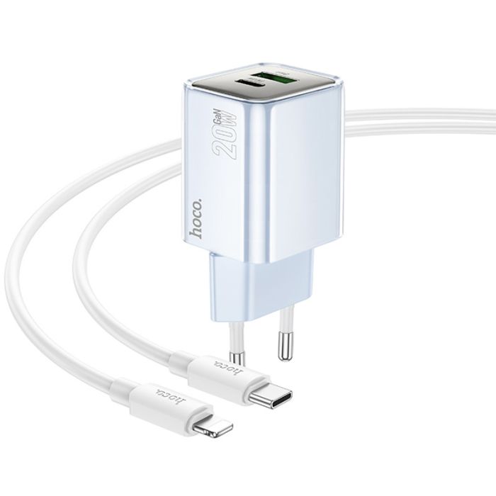 МЗП Hoco N46 Glorious PD20W+QC3.0 (1USB-A/1C) + кабель Type-C to Lightning