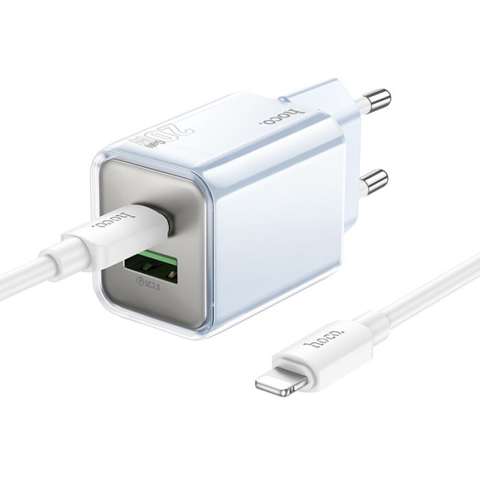 МЗП Hoco N46 Glorious PD20W+QC3.0 (1USB-A/1C) + кабель Type-C to Lightning