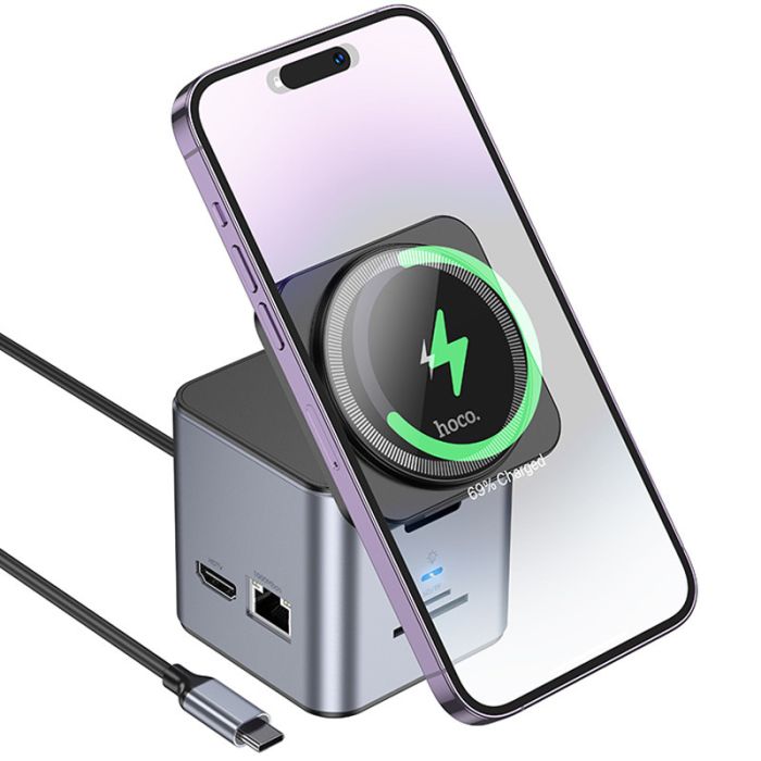 Перехідник HUB Hoco HB49 Effortless 9in1 100W з БЗП