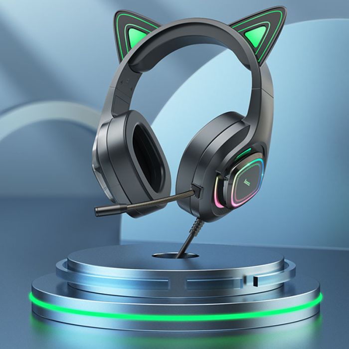 Накладні навушники Hoco W107 Cute cat (USB+3.5mm/2m)