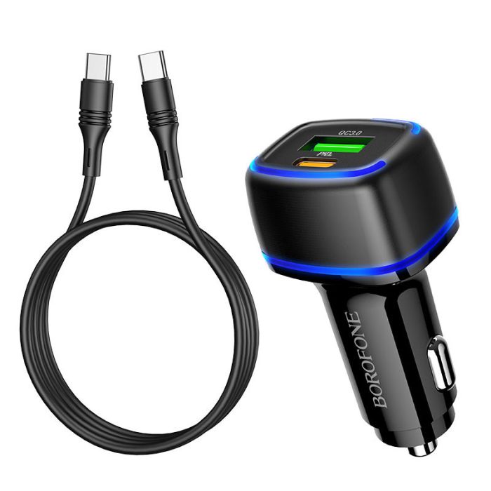 АЗП Borofone BZ14A Mercury PD20W+QC3.0 3A (1USB-A/1C) + кабель Type-C to Type-C